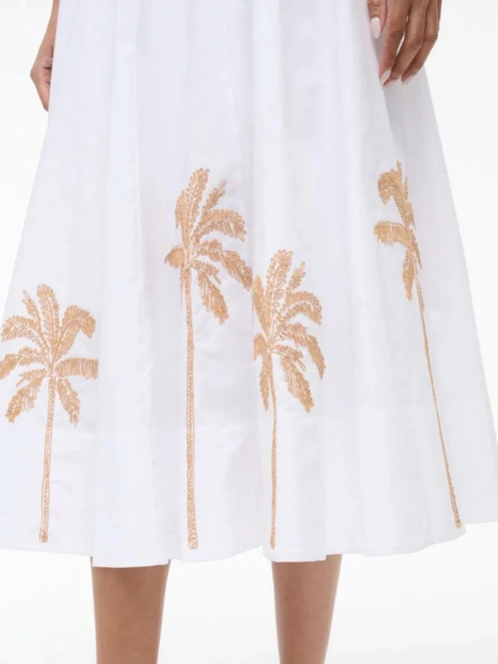 STAUD White Palm-Embroidered Midi Dress - Picture 3 of 7